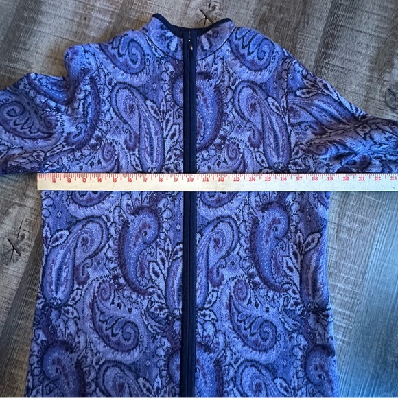 Pendleton Cardigan Women’s‎ Size MP Purple Paisley Merino Wool Full Zip - Picture 7 of 11